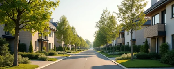 Maisons résidentielles et espaces verts à Saint-Herblain avec architecture urbaine moderne